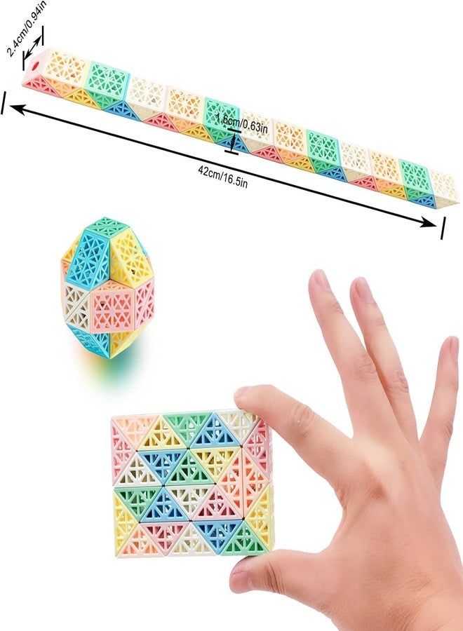 Qwick Click 1PC Snake Fidget Toy Cube Twist Puzzle 24 Wedges, Large Size Hollow Out Macaron Magic Snake Toy Brain Teaser Stocking Stuffers Party Favors Game Goodie Bags Fillers for Kids Adults Teens - Image 2